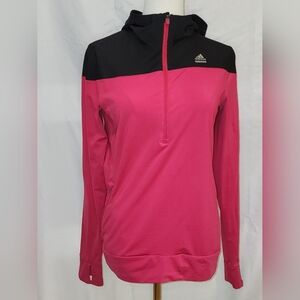 Adidas Women's Pink and Black Hooded Top